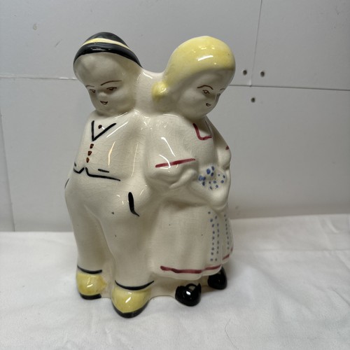 Vintage art pottery boy girl - art,